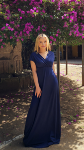 Artemisa  Vestido maternidad largo cruzado Azul