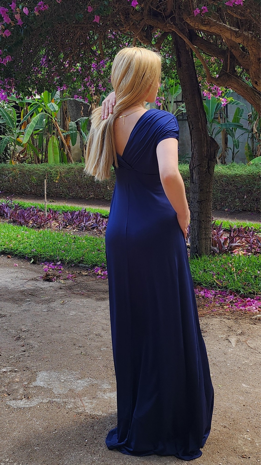 Artemisa  Vestido maternidad largo cruzado Azul