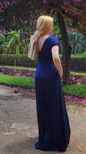 Artemisa  Vestido maternidad largo cruzado Azul