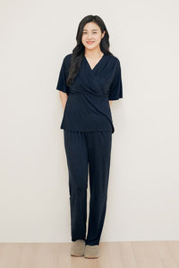 Pijama Maternal & de Lactancia “Sueño Activo” Azul