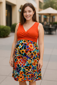Vestido Maternidad y Lactancia Sin Mangas con Estampado Floral