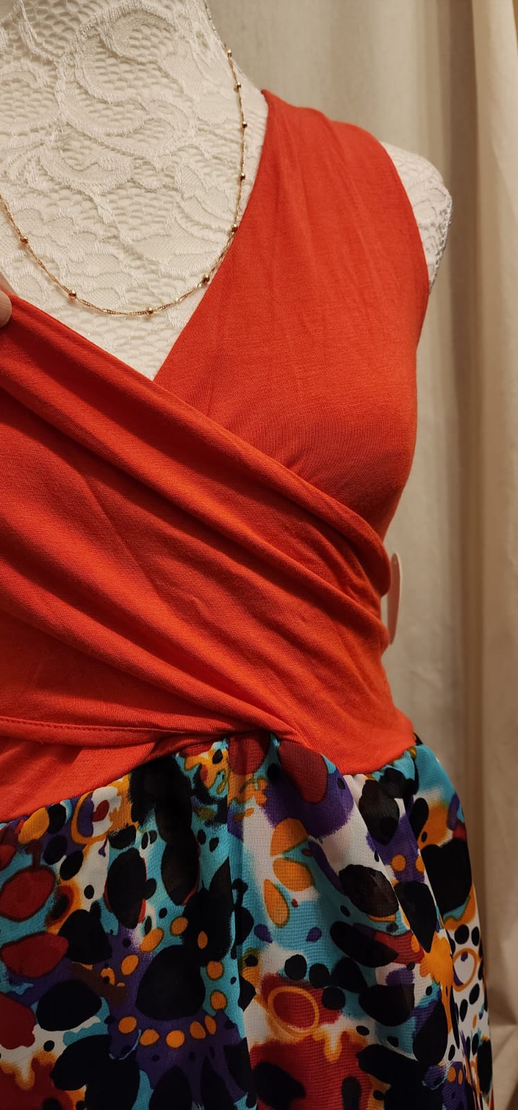Vestido Maternidad y Lactancia Sin Mangas con Estampado Floral