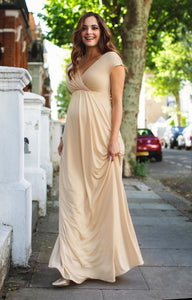Artemisa  Vestido maternidad largo cruzado Ecru