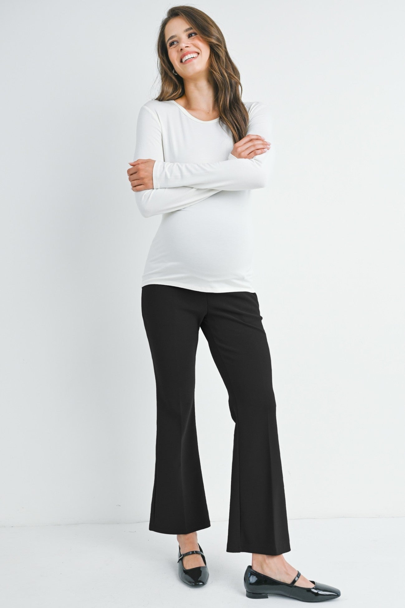 Pantalón de maternidad formal de pierna campana negro