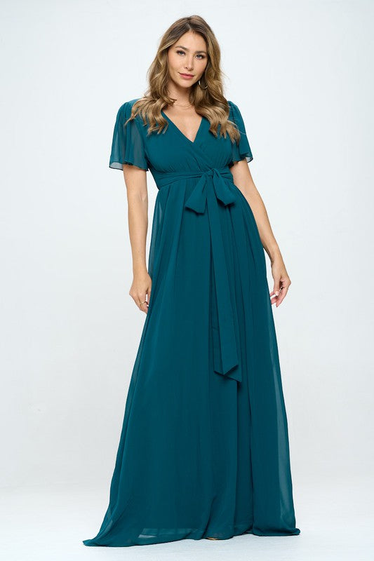 Vestido de maternidad chiffon largo sólido