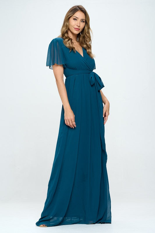 Vestido de maternidad chiffon largo sólido