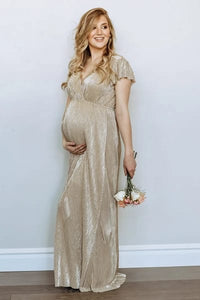 Atenea Vestido largo de maternidad Dorado