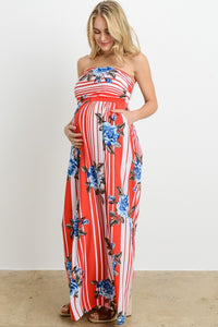 Vestido de maternidad y lactancia rayado rojo/celeste