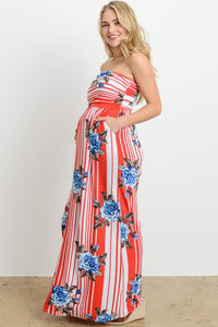 Vestido de maternidad y lactancia rayado rojo/celeste