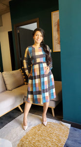 Vestido tejido a cuadros linea A