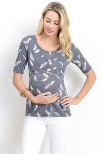 Blusa color gris con diseño de hojas FB14