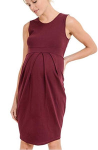 Vestido corto de maternidad, con pliegues al frente, sin mangas, formal, elegante, sesion de fotos