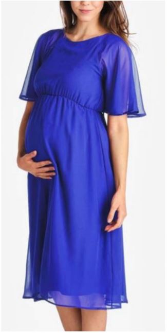 vestido de chiffon, corto de mangas holgadas, formal, baby shower