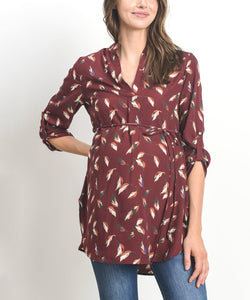 Blusa de embarazo y post parto estilo túnica corinto floral
